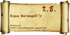 Kopa Berengár névjegykártya